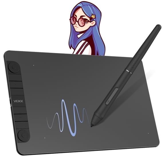 VEIKK VK1060PRO Drawing Tablet 10x6 inch with 2 Scroll Wheels,6 Hot Keys for Window Mac Linux