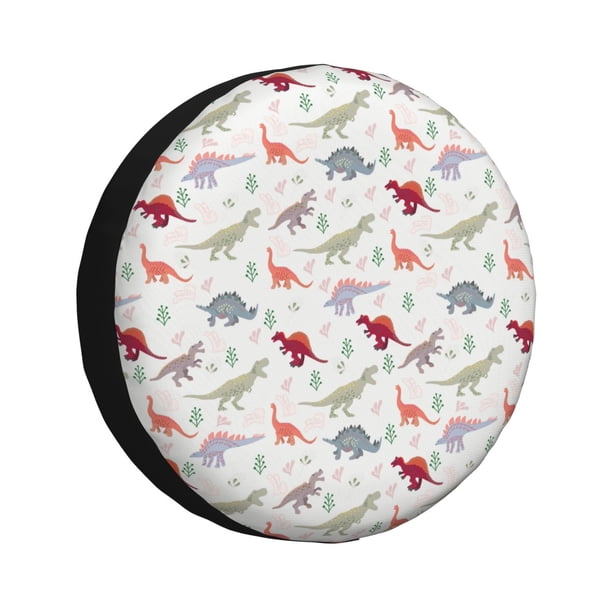 Fotbe Cute Dinosaur Funda de Llanta de Repuesto con Estampado, Engrosada, Ajuste Universal para Jeep, Remolque, RV, SUV, Camión-14 inch