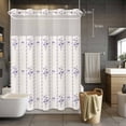 thumbnail image 5 of No Hook Purple Flowers Shower Curtain with Snap in Liner Set, Spring Floral Bows Lines Vintage Beige Waterproof Fabric Bathroom Curtains with See Through Top Window, Hotel Style Modern 60 x 72 Inch, 5 of 9
