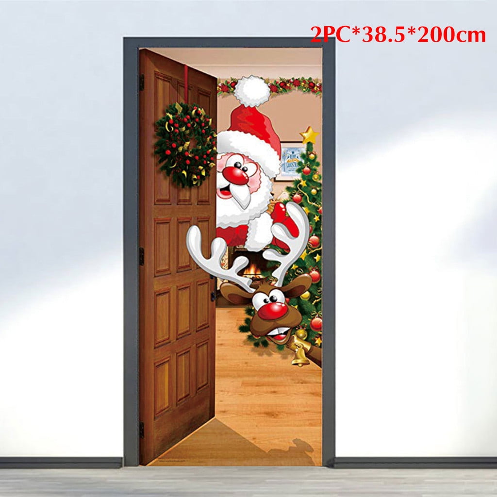 Foraging dimple Christmas Christmas Santa Claus elk Door Cover Holiday ...