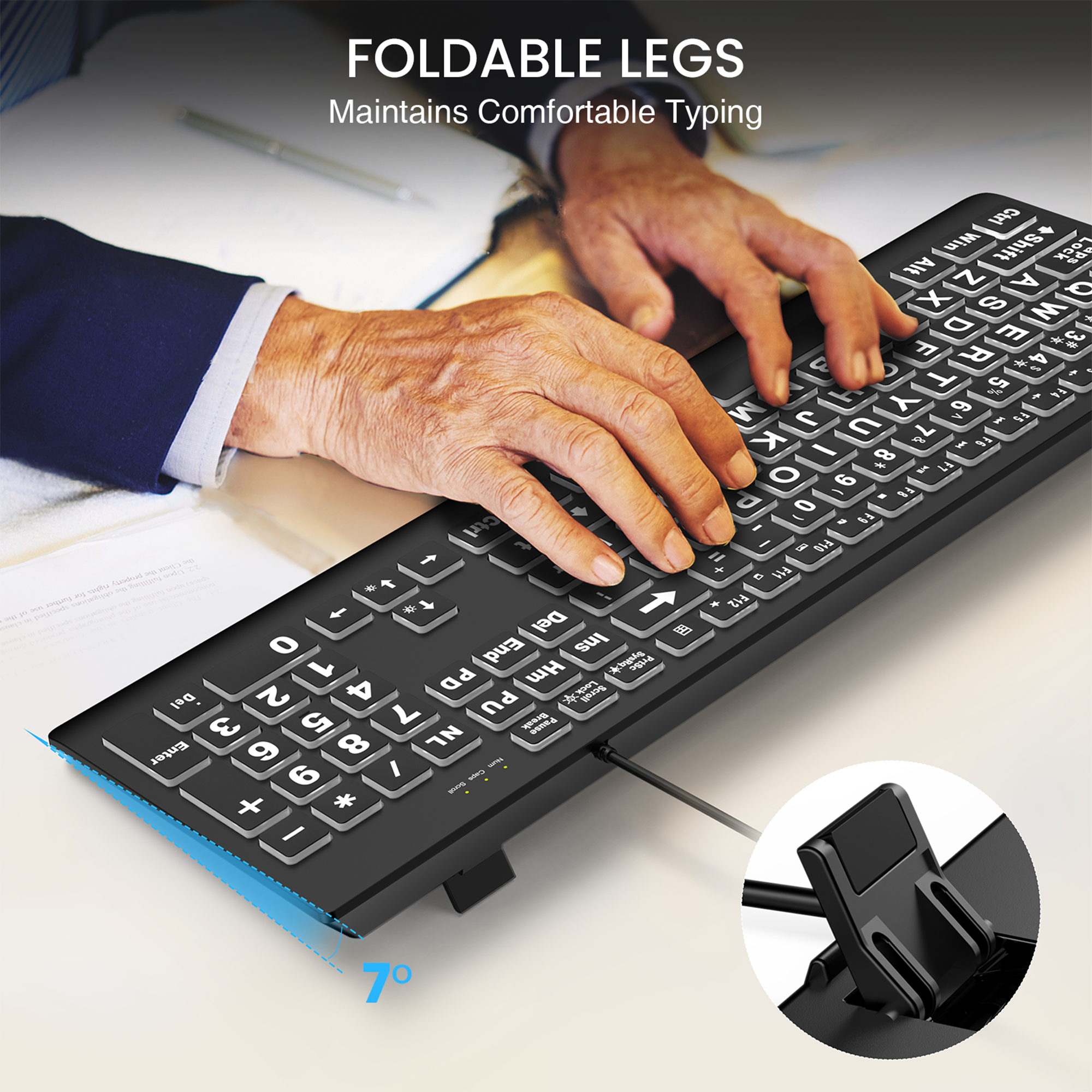 Wagpak Large Print Backlit Keyboard, Wired photo 6