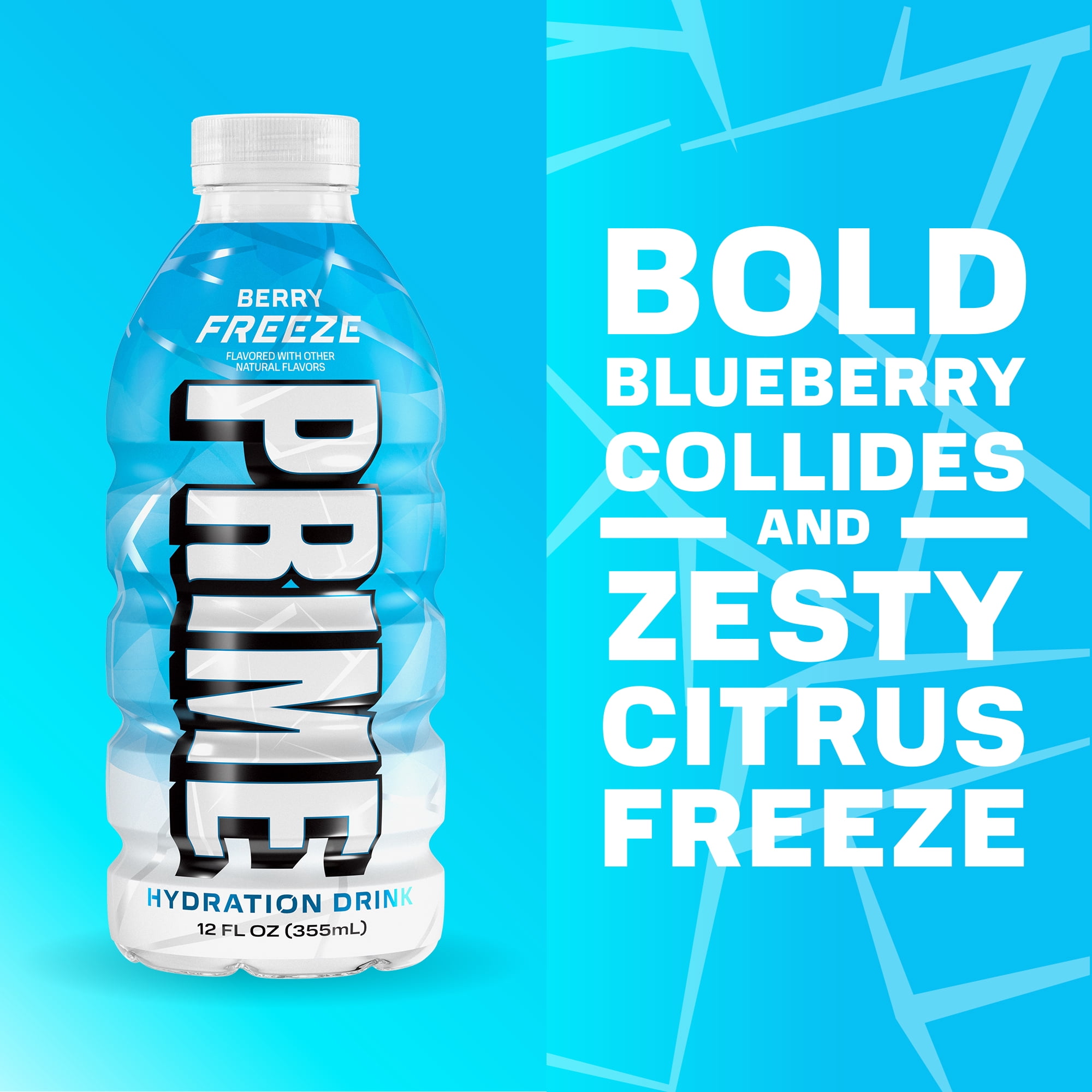 Prime Hydration Sports Drink, Ice Pop, Cherry Freeze, Berry Freeze, 12 fl oz, 15 Pack, Bottles