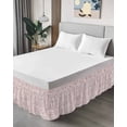 thumbnail image 4 of Farmhouse Pink Wrap Around Bed Skirts for California King Bed 18" Drop,Bed Skirt with Adjustable Elastic Belt Dust Ruffle Bed Valance for Bedroom Vintage Flower Leaf Botanical Plant Bed Frame Cover, 4 of 7
