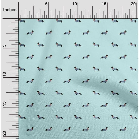 oneOone Cotton Silk Fabric Dachshund Dog Print Fabric by Yard 42 Inch Wide