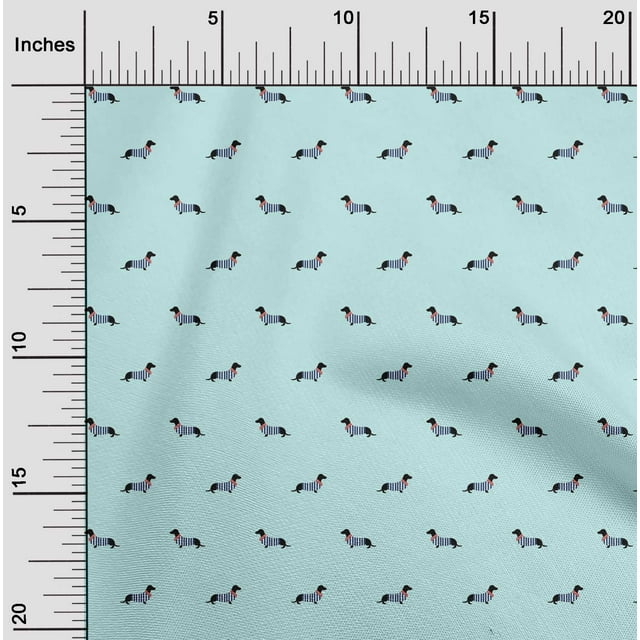 oneOone Georgette Viscose Fabric Dachshund Dog Print Fabric BTY 42 Inch Wide