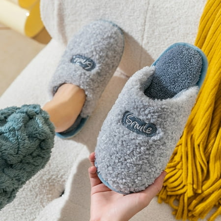 

Voncos Womens Casual Slippers- Winter Cotton Slippers Men Women Indoor Flower Warm Plush Shoes Outdoor Couple Cotton Slippers Clearance Shoes Gray 8.5-9