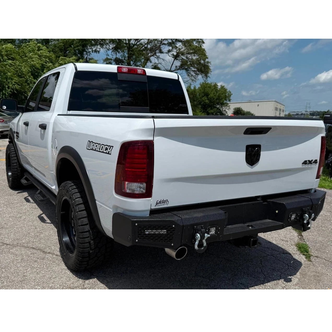 Vijay Compatible with 2015-2016-2017-2018 Dodge Ram 1500 Rebel Front and Rear Bumper Textured Black Steel with Light and D-ring