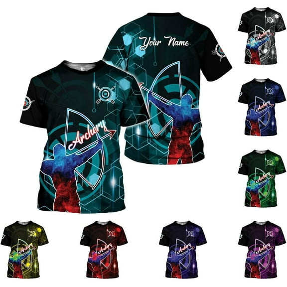 Personalized Archery Shirt 3D Archery Target Bow Archery Shirts for Men Women Archer Archery Lovers T-Shirt S-5XL (Cyan, S)