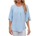 thumbnail image 2 of Hfyihgf Women's Summer Work Blouses 3/4 Sleeve Dressy Tops Pleated Scoop Neck Casual Loose Tunic Blouses Business Shirts Top, 2 of 8