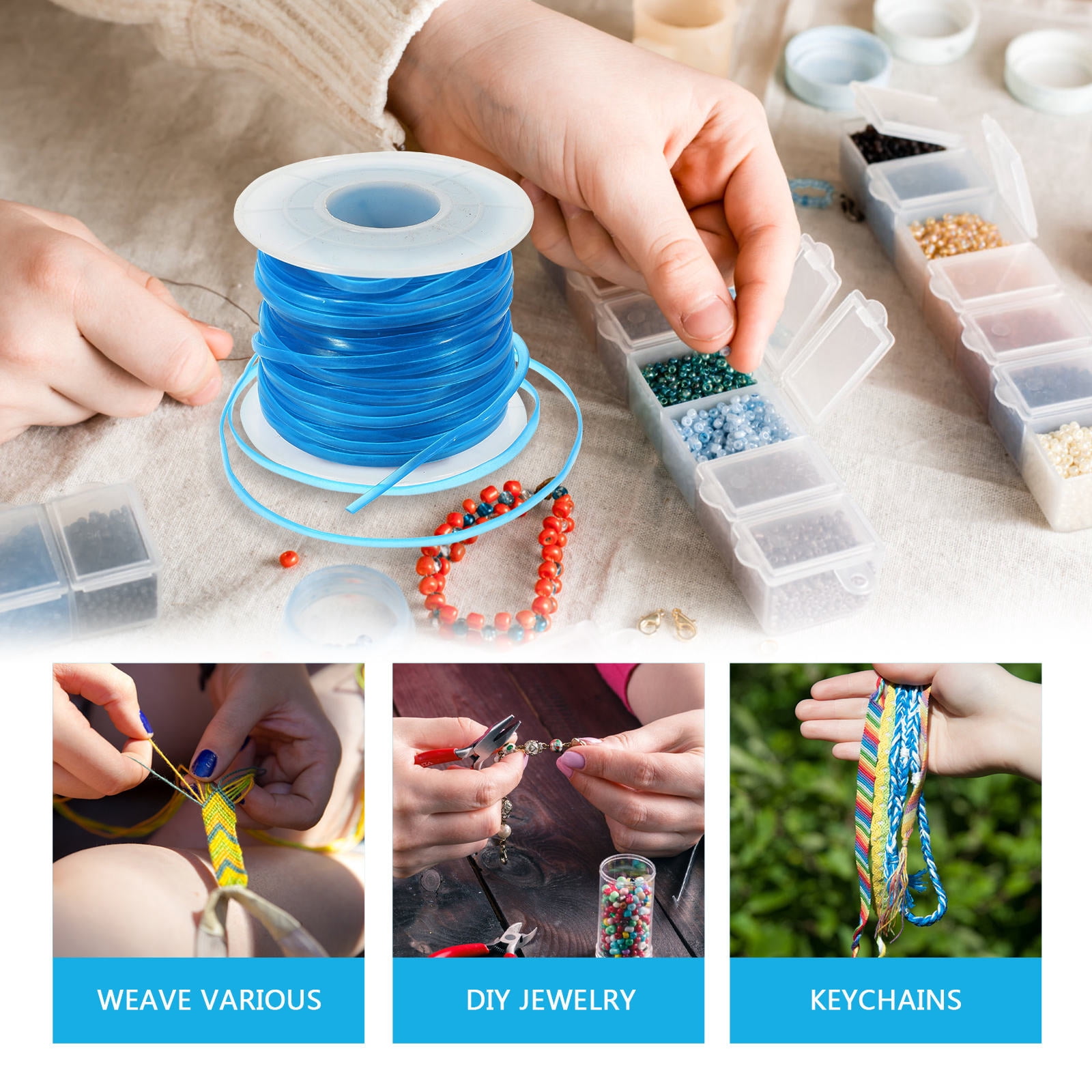 DINHEAROM 1 Set Lanyard String for Crafts Making with Assorted Color and Glow in the Dark Flat Ropes for Diy Projects