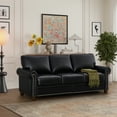 thumbnail image 3 of 2 Pieces Classic Faux Leather Sofa, 5 Seaters Upholstered Couch Set with Nailhead Trim and Removable Cushions for Living Room Office Apartment, 3 of 11