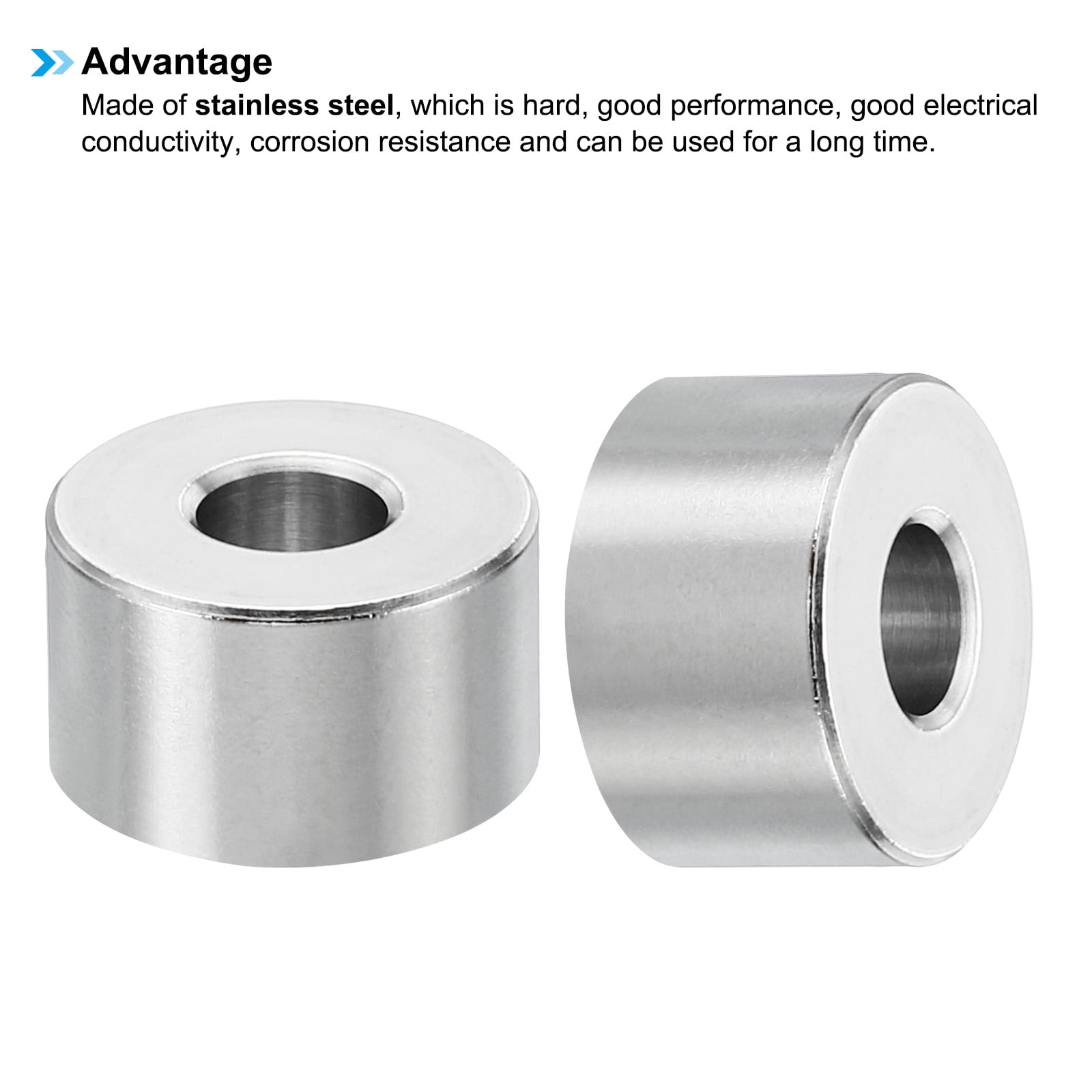 M6 Stainless Steel Spacers, 10 Pcs Metal Spacer Stainless Steel 6.2mm ID x 16mm OD x 10mm L for 1/4" or M6 Screw Bolts