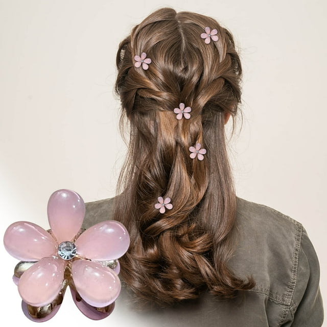 Pinza pequeña para el cabello con forma de flor, pinza lateral mini para el cabello con estilo y agarre.
