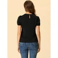 thumbnail image 4 of DARING DIVA Women's Retro Puff Sleeve Peter Pan Collar Blouse Top M Black, 4 of 6