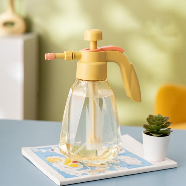 Botella De Spray De Plástico Regadera neumática de 1,5 L con pulverizador de alta presión para jardinería y cuidado de plantas (1 unidad, color amarillo) Rkxzt