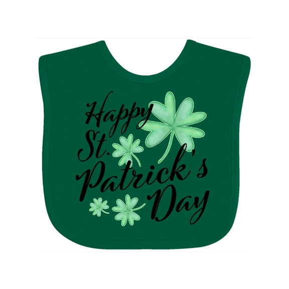 Inktastic Happy St. Patrick's Day- four leaf clovers Boys or Girls Baby Bib