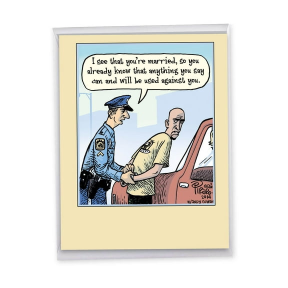 1 Large Funny Anniversary Greeting Card (8.5 x 11 Inch) - Married Arrest Anniversary Card J9774