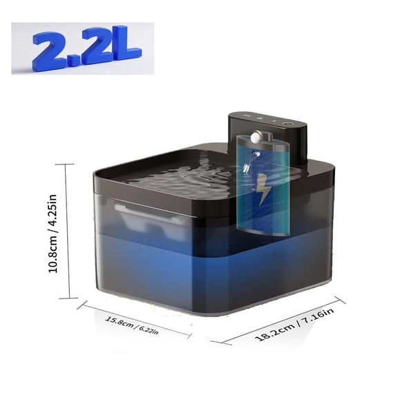 2.2L Wireless Charging Automatic Water Fountain Intelligent Pet Water Dispenser With Filter Drinking Fountain For Cats Dogs