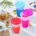 thumbnail image 5 of 16oz Color Changing Stadium Cup, Durable plastic cups, BPA FREE, Reacting to ice cold liquids, Set of 5, White transparent color changing cup, 5 of 7