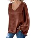 thumbnail image 2 of Camisas Para Mujer Suelta Casual Manga Larga Sólido Cuello en V Blusa Casual Camiseta Túnica Tops Odeerbi ODB130002, 2 of 8