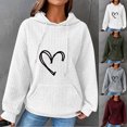 thumbnail image 4 of WREESH Women's Cozy Waffle Hoodie with Heart Print Long Sleeve Drawstring Hooded Sweatshirt Casual Top White, 4 of 4