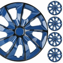 16" Set of 4 Wheel Covers Snap on Hubcaps Full Hub Caps Fit R16 Tire & Steel Rim (4 Pack)-Black Lacquer & Blue Lacquer