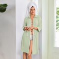 thumbnail image 5 of Robes for Women Zipper Lightweight 3/4 Sleeve Summer Bathrobes for Women Zipper Front Knee Length Plus Size Bathrobe Nightgown with Pockets Light Green XXXL, 5 of 6