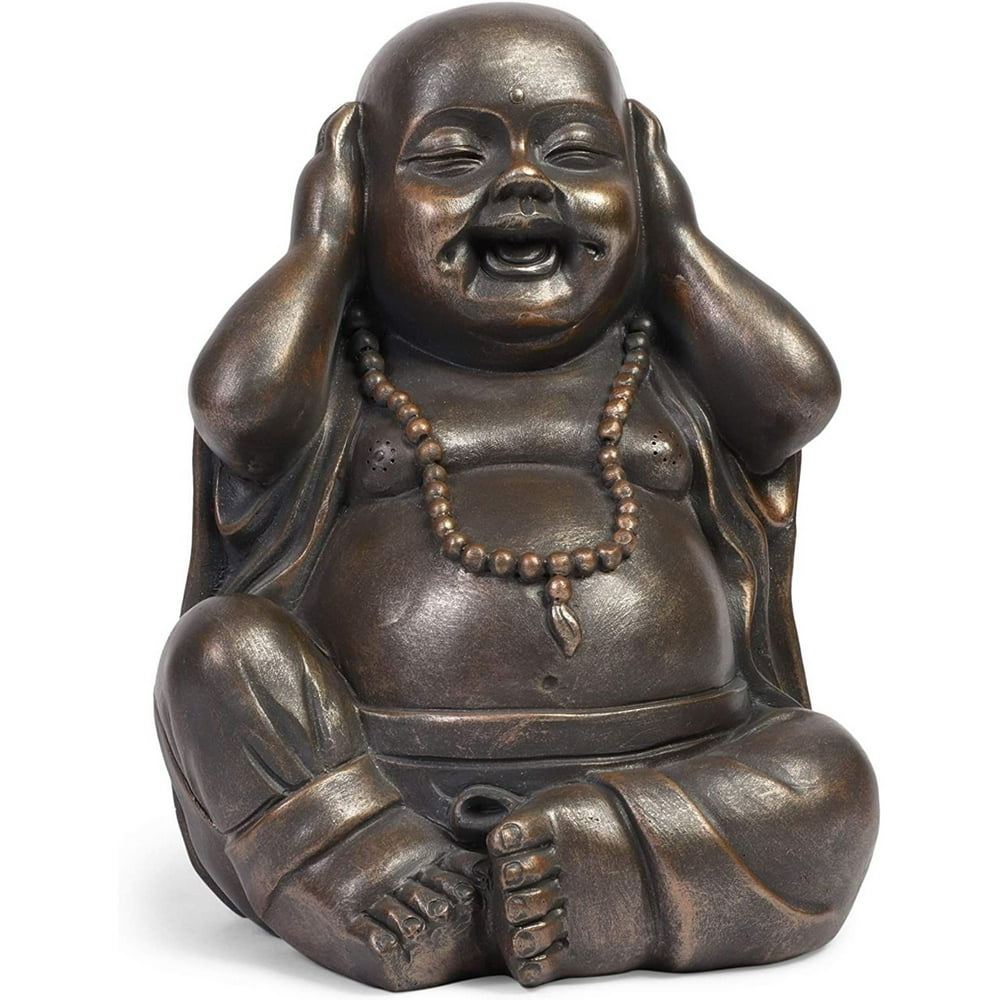 7" Sitting Laughing Buddha Statue Figurine, Lucky Happy Buddha for Home Garden Decor Feng Shui