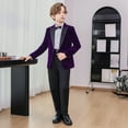 thumbnail image 7 of Boys Suits Slim Fit 4 Piece Formal Dresswear Suit for Kids Tuxedo Wedding Set Toddler Boy Dress with Vest Shirt Pants and Tie Purple 11-12 Years, 7 of 7