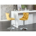 thumbnail image 4 of Counter Height Bar Stools from 25-33 Inch, Swivel Barstools with High Back, Button Tufted and Nailheads Trim, Velvet Upholstered Bar Chairs for Kitchen Dining Room (Gold with Silver Base,Set of 4), 4 of 9