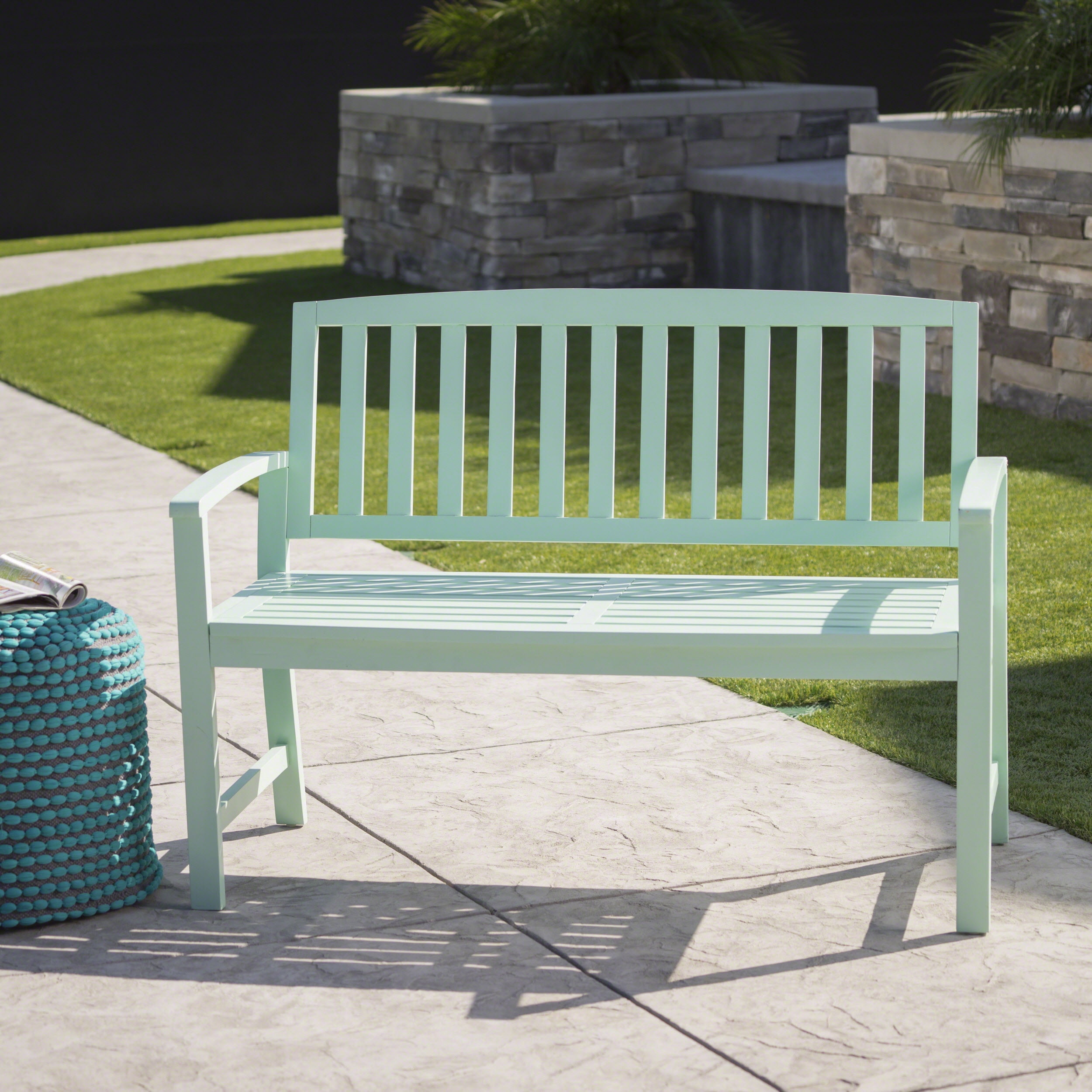 Outdoor Farmhouse Style Wood Leisure Bench, Retro Rest Seat for Patio Garden, Natural