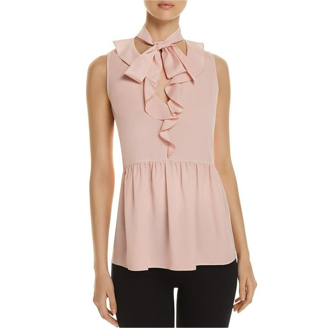 Blusa Peplum con Volantes y Cuello Anudado para Mujer Rosa Mediana Le Gali