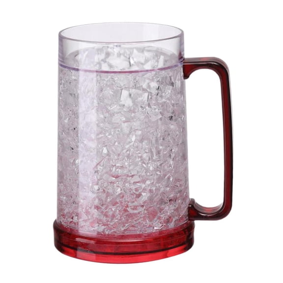 Milue Freezer Ice Beer Mug Clear Cooling Wine Cup Double Wall Gel Frosty Beer Cup Drinking Glasses
