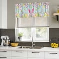 thumbnail image 5 of Happy Easter Valances for Windows, Decorative Rod Pocket Window Valance Curtains, Spring Bunny Eggs Flower Teal Wood Grain Short Curtain Drapes for Kitchen/Living Room, 2 Panels, 42" W x 18" L, 5 of 8