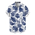 thumbnail image 4 of Erwazi Men's Hawaii Printed Cotton Linen Shirt Short Sleeve Collared Button Down Casual Shirt with Chest Pocket, 4 of 7