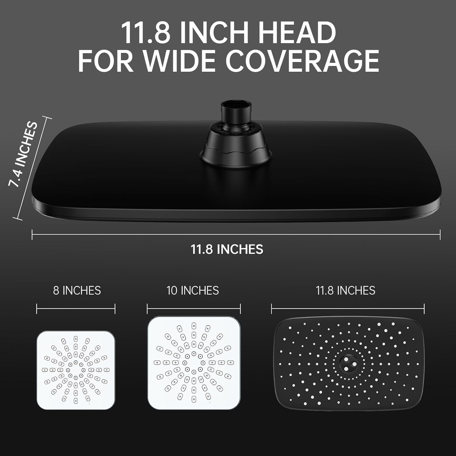 11.8 Inch Rain Shower Head with Handheld- High Pressure Dual Shower Heads with 5 Modes Handheld Spray Combo- Wide Rainf Showerhead with Hose, Bathroom Accessories, Matte