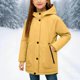 thumbnail image 1 of Chaquetas y abrigos casuales con capucha de manga larga para niños, chaqueta con capucha de color sólido, cremallera, gruesa, de longitud media, con bolsillo, chaqueta cálida informal para adultos, bl, 1 of 7