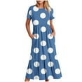 thumbnail image 1 of Fankiway Robe Longue Ample à Manches Courtes avec Poche et Col Rond Imprimé pour Femmes Rondes Robes de Printemps pour Femmes 5682, 1 of 4