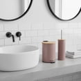thumbnail image 2 of Cappuccino Bathroom Set with Bamboo Lid - Matte Metal Trash Can and Toilet Brush, 2 of 8