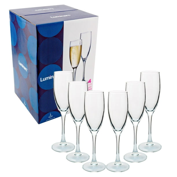 Set 4 Copas Flauta de Vidrio Transparente, Colección So Wine, Capacidad 160 ml con Caja de Regalo