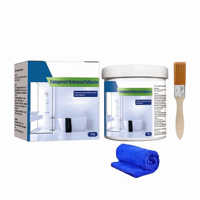 Colle Étanche Transparente 100G avec Brosse et Serviette - Réparation de Fissures et Fuites pour Surfaces