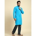 thumbnail image 4 of SKAVIJ Men's Shirt Cotton Kurta Casual Tunic Regular Fit (Small, Turquoise), 4 of 6