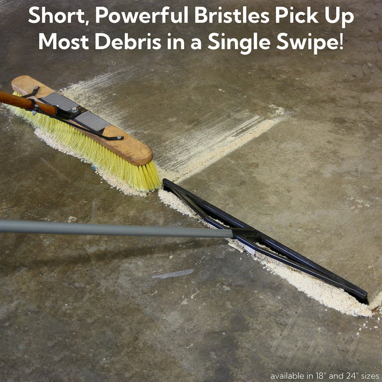Yocada Push Broom Brush 24 Wide 65.3 Long Handle Stiff Bristles  Heavy-Duty Outdoor Commercial for Cleaning Bathroom Kitchen Patio Garage  Deck
