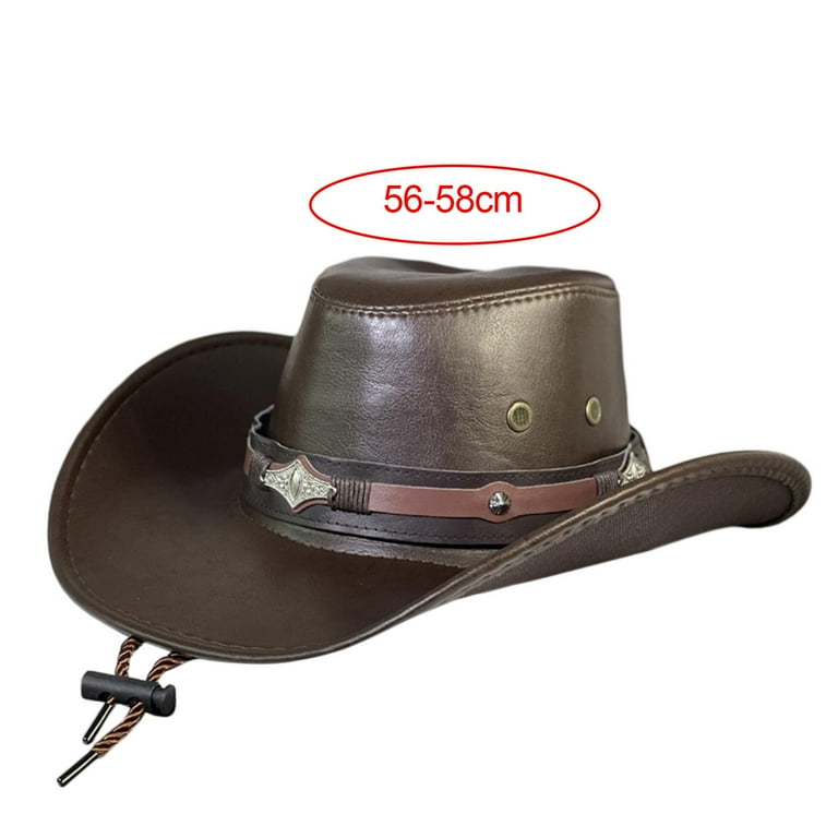 Sharplace Faux Leather Cowboy Hat for Men, Sun Protection