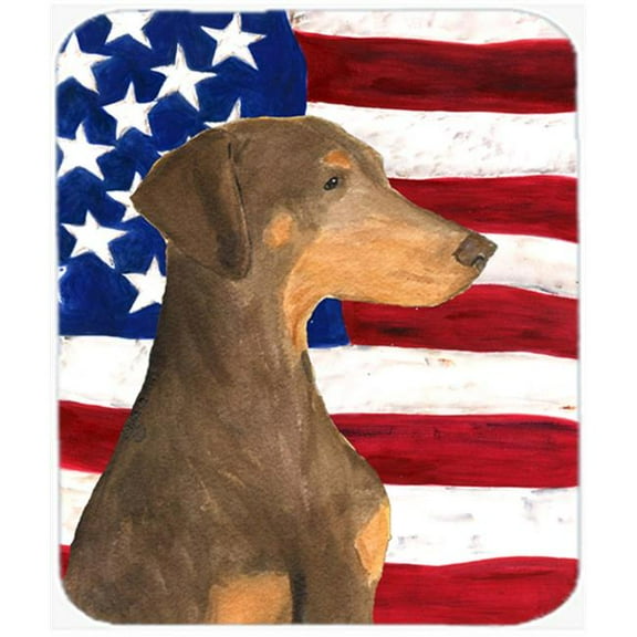 Carolines Treasures  Usa American Flag With Doberman Mouse Pad