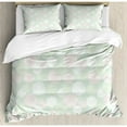thumbnail image 3 of Mint Duvet Cover Set Twin Size, Dahlia Flowers in Pastel Tones Spring Blooms Theme Floral Pattern, Decorative 2 Piece Bedding Set with 1 Pillow Sham, Almond Green White Pale Pink, by Ambesonne, 3 of 3