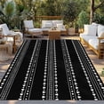 thumbnail image 2 of Black Boho Geometric Outdoor Rug for Patio/Deck/Porch, Non-Slip Large Area Rug 6 x 9 Ft, Abstract Art Dots Striped Indoor Outdoor Rugs Washable Area Rugs, Reversible Camping Rug Carpet Runner, 2 of 8