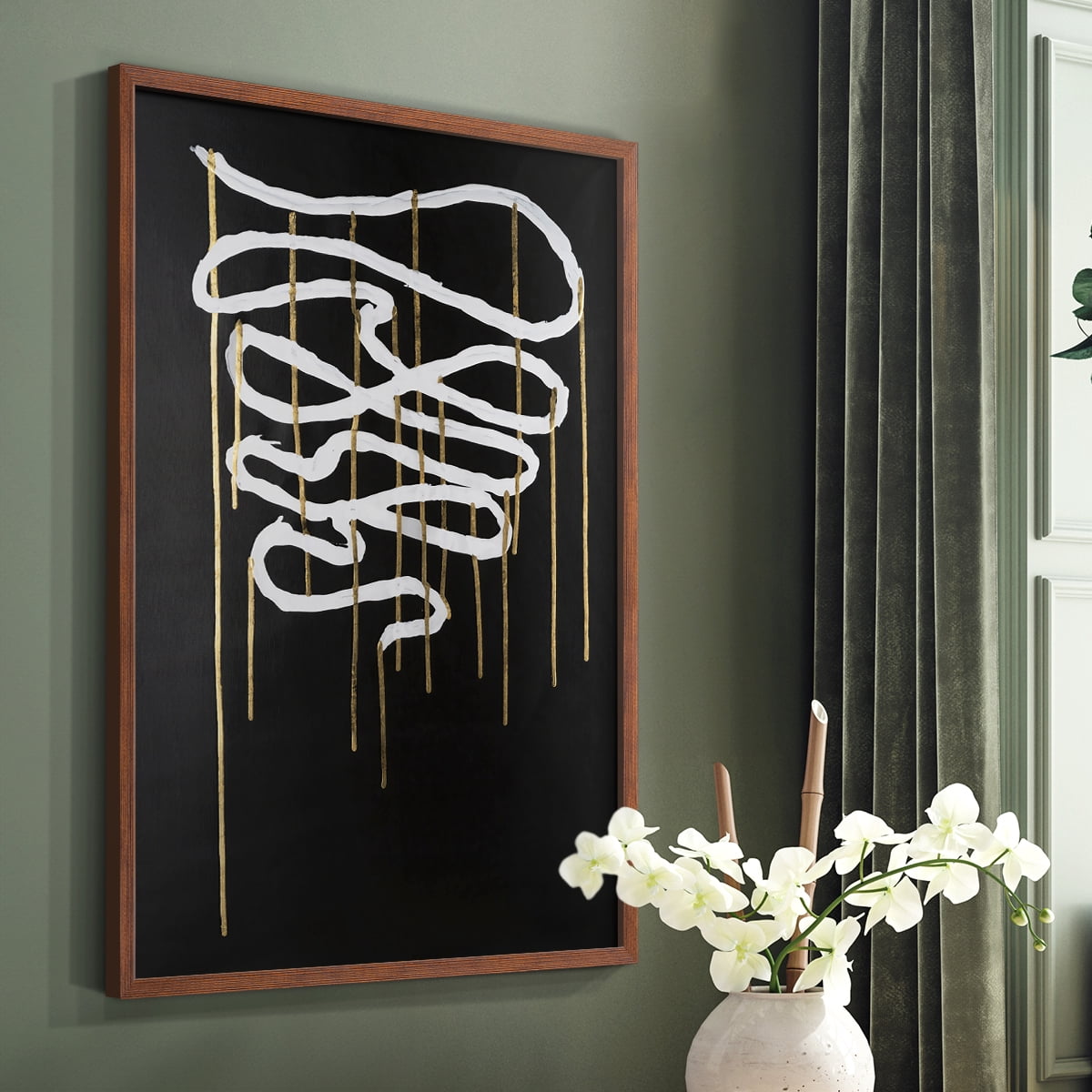 Weeping Ribbon II Framed Print in Brown Solid Wood 11 x 14 Framed Print