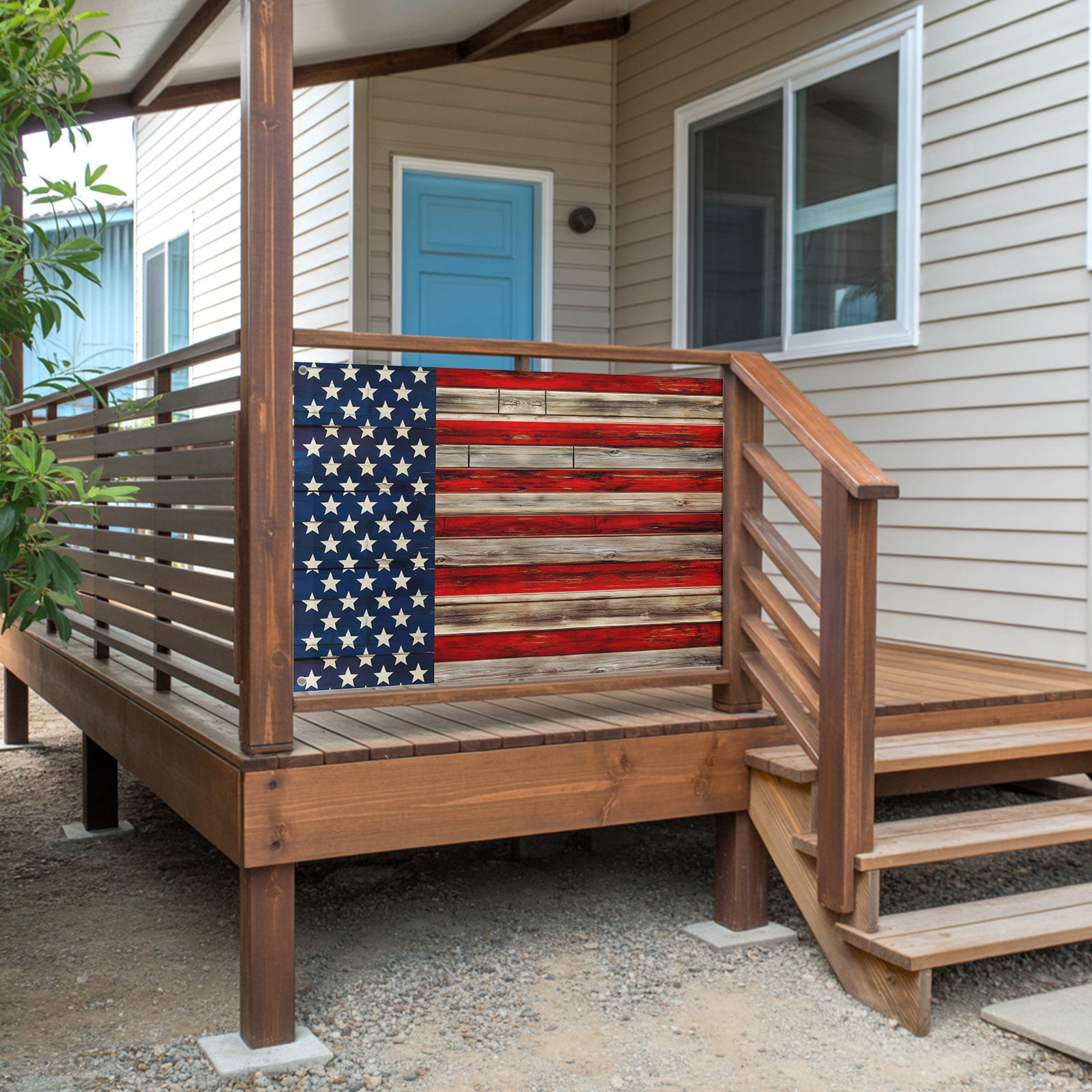 4th of July Flags for Outside 3x5 ft USA Flag Outdoor Flags Double Sided Grommets House Banner Patriotic Stars Stripes Retro Wood Grain Patio Yard Flag for Outdoor Party Porch Independence Day