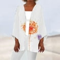 thumbnail image 2 of XIAfhje Womens Summer Cardigans Lightweight 3/4 Sleeve Floral Print Kimono Cardigan Loose Casual Beach Cover Up Blouse Tops, 2 of 5